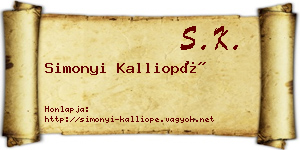 Simonyi Kalliopé névjegykártya